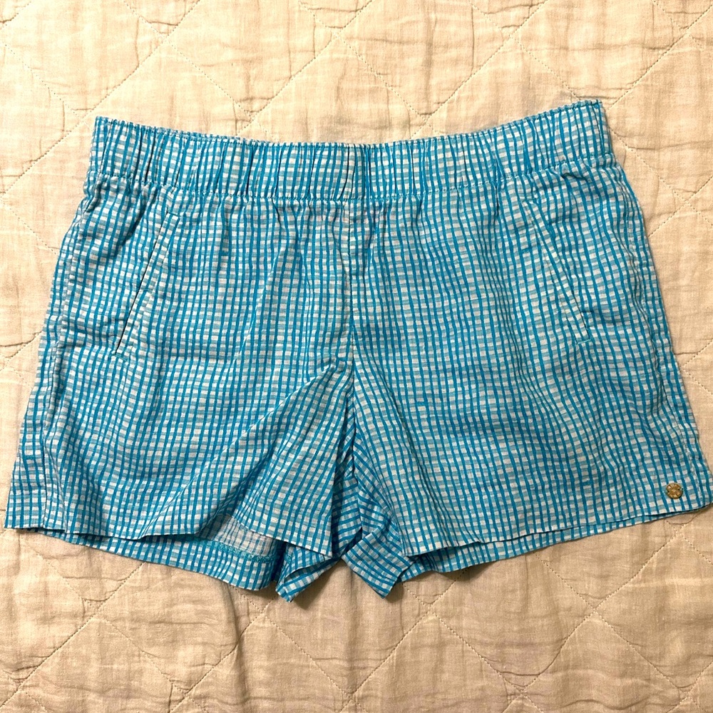 Lilly Pulitzer Lilo Linen Short Seabreeze Blue Along The Same Line Large